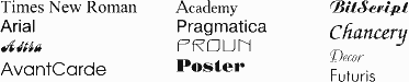 Образцы шрифтов